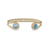 Glory of the Sun Turquoise & Diamond Cuff in 14K Yellow Gold Plated Sterling Silver