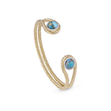 Glory of the Sun Turquoise & Diamond Cuff in 14K Yellow Gold Plated Sterling Silver