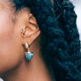 Glory of the Sun Turquoise & Diamond Drop Earrings in 14K Yellow Gold Plated Sterling Silver