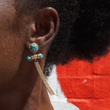 Sunkissed Turquoise & Diamond Fringe Earrings in 14K Yellow Gold Plated Sterling Silver