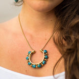 Circle of Fire Turquoise Necklace in 14K Yellow Gold Plated Sterling Silver