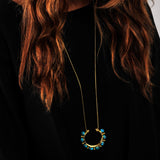 Circle of Fire Turquoise Necklace in 14K Yellow Gold Plated Sterling Silver