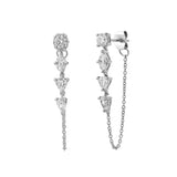 Elenya 14K White Gold Lab Grown Diamond Chain Earrings – 1 Ct