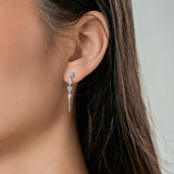 Elenya 14K White Gold Lab Grown Diamond Chain Earrings – 1 Ct