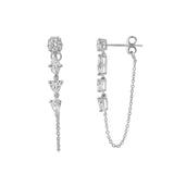 Elenya 14K White Gold Lab Grown Diamond Chain Earrings – 1 Ct