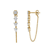 Elenya 14K Yellow Gold Lab Grown Diamond Chain Earrings – 1 Ct