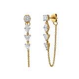 Elenya 14K Yellow Gold Lab Grown Diamond Chain Earrings – 1 Ct