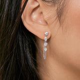 Elenya 14K White Gold Lab Grown Diamond Chain Earrings – 1.25 Ct