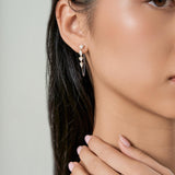 Elenya 14K White Gold Lab Grown Diamond Chain Earrings – 1.25 Ct