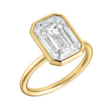 Solaire 14K Yellow Gold Emerald Cut Lab Grown Diamond Bezel Solitaire Engagement Ring – 5 cts