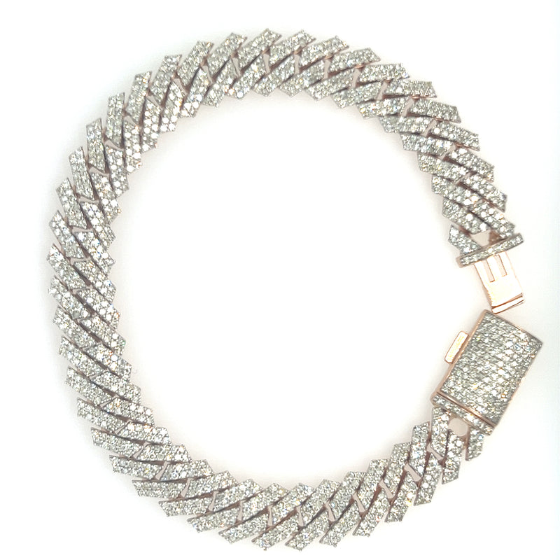 Diamond Link Cuban Bracelet Natural Diamonds (4.16 Cttw) in 10k Rose Gold