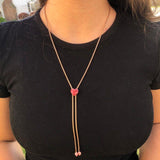Luv Me Thulite Adjustable Heart Necklace in 14K Rose Gold Plated Sterling Silver