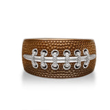 Hustle & Tackle Brown Rhodium Plated Sterling Silver American Football Diamond Ring