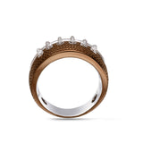 Hustle & Tackle Brown Rhodium Plated Sterling Silver American Football Diamond Ring