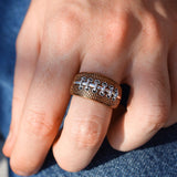 Hustle & Tackle Brown Rhodium Plated Sterling Silver American Football Diamond Ring