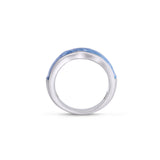 Ocean Waves Sterling Silver Blue Green Enamel Band Ring