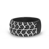 Born Drifter Black Rhodium Plated Sterling Silver Tire Tread Black Diamond Band Ring