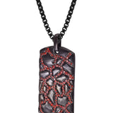 Fiery Ascent Black Rhodium Plated Sterling Silver Textured Tag with Garnets