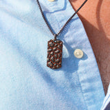 Fiery Ascent Black Rhodium Plated Sterling Silver Textured Tag with Garnets