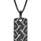 American Muscle Black Rhodium Plated Sterling Silver Tire Tread Black Diamond Tag
