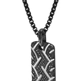 American Muscle Black Rhodium Plated Sterling Silver Tire Tread Black Diamond Tag