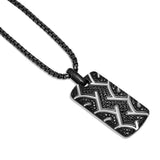 American Muscle Black Rhodium Plated Sterling Silver Tire Tread Black Diamond Tag