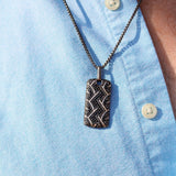American Muscle Black Rhodium Plated Sterling Silver Tire Tread Black Diamond Tag