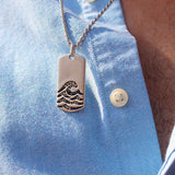 Breaking Waves Sterling Silver Blue Sapphire & Topaz Stone Tag