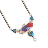 Forever Young Turquoise & Pearl Diamond Necklace in 14K Yellow Gold Plated Sterling Silver