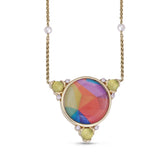 Sprinkle of Color Prehnite & Diamond Necklace with Pearls in 14K Yellow Gold Plated Sterling Silver