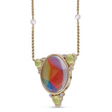 Sprinkle of Color Prehnite & Diamond Necklace with Pearls in 14K Yellow Gold Plated Sterling Silver