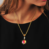Girl on Fire Citrine & Diamond Mosaic Necklace in 14K Yellow Gold Plated Sterling Silver