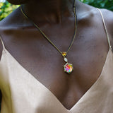 Girl on Fire Citrine & Diamond Mosaic Necklace in 14K Yellow Gold Plated Sterling Silver