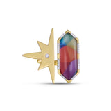 BangPop Half Star Diamond Mosaic Open Ring in 14K Yellow Gold Plated Sterling Silver