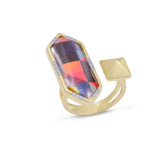 Bold Desires Diamond Mosaic Open Ring in 14K Yellow Gold Plated Sterling Silver