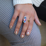 Bold Desires Diamond Mosaic Open Ring in 14K Yellow Gold Plated Sterling Silver