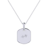 Sagittarius Archer Blue Topaz & Diamond Constellation Tag Pendant Necklace in 14K White Gold