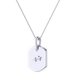 Sagittarius Archer Blue Topaz & Diamond Constellation Tag Pendant Necklace in 14K White Gold