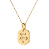Sagittarius Archer Blue Topaz & Diamond Constellation Tag Pendant Necklace in 14K Yellow Gold