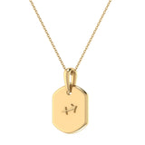 Sagittarius Archer Blue Topaz & Diamond Constellation Tag Pendant Necklace in 14K Yellow Gold