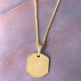 Sagittarius Archer Blue Topaz & Diamond Constellation Tag Pendant Necklace in 14K Yellow Gold