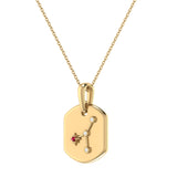 Cancer Crab Ruby & Diamond Constellation Tag Pendant Necklace in 14K Yellow Gold Vermeil on Sterling Silver
