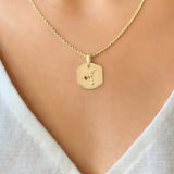 Cancer Crab Ruby & Diamond Constellation Tag Pendant Necklace in 14K Yellow Gold Vermeil on Sterling Silver