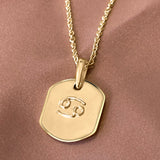 Cancer Crab Ruby & Diamond Constellation Tag Pendant Necklace in 14K Yellow Gold Vermeil on Sterling Silver