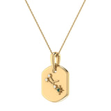 Taurus Bull Emerald & Diamond Constellation Tag Pendant Necklace in 14K Yellow Gold