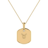Taurus Bull Emerald & Diamond Constellation Tag Pendant Necklace in 14K Yellow Gold Vermeil on Sterling Silver