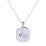 Gemini Twin Moonstone & Diamond Constellation Tag Pendant Necklace in 14K White Gold