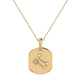 Gemini Twin Moonstone & Diamond Constellation Tag Pendant Necklace in 14K Yellow Gold