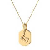 Gemini Twin Moonstone & Diamond Constellation Tag Pendant Necklace in 14K Yellow Gold Vermeil on Sterling Silver