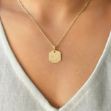 Leo Lion Peridot & Diamond Constellation Tag Pendant Necklace in 14K Yellow Gold